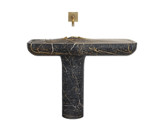 Vulcan freestanding washbasin designed by Serafini, luxury marble design sink with sculptural column base for contemporary bathroom.