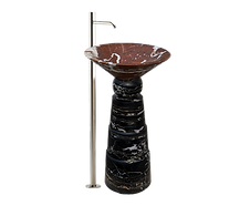 Epsilon lavabo in marble designed by Marco Ravina for Serafini, a sculptural bathroom element defined by archetypal geometry.