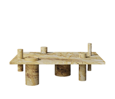 Pillar coffee table designed by Spinzi for Serafini, luxury marble design coffee table with architectural columns for living spaces.