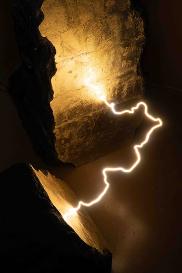 Electric Rocks Lamp marble design by Mark Mitchell for Serafini, custom sculptural lamp inspired by the power of lightning and natural stone.