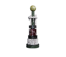 Pillar totem designed by Spinzi for Serafini, luxury marble design sculptural object inspired by Roman columns and vertical composition.