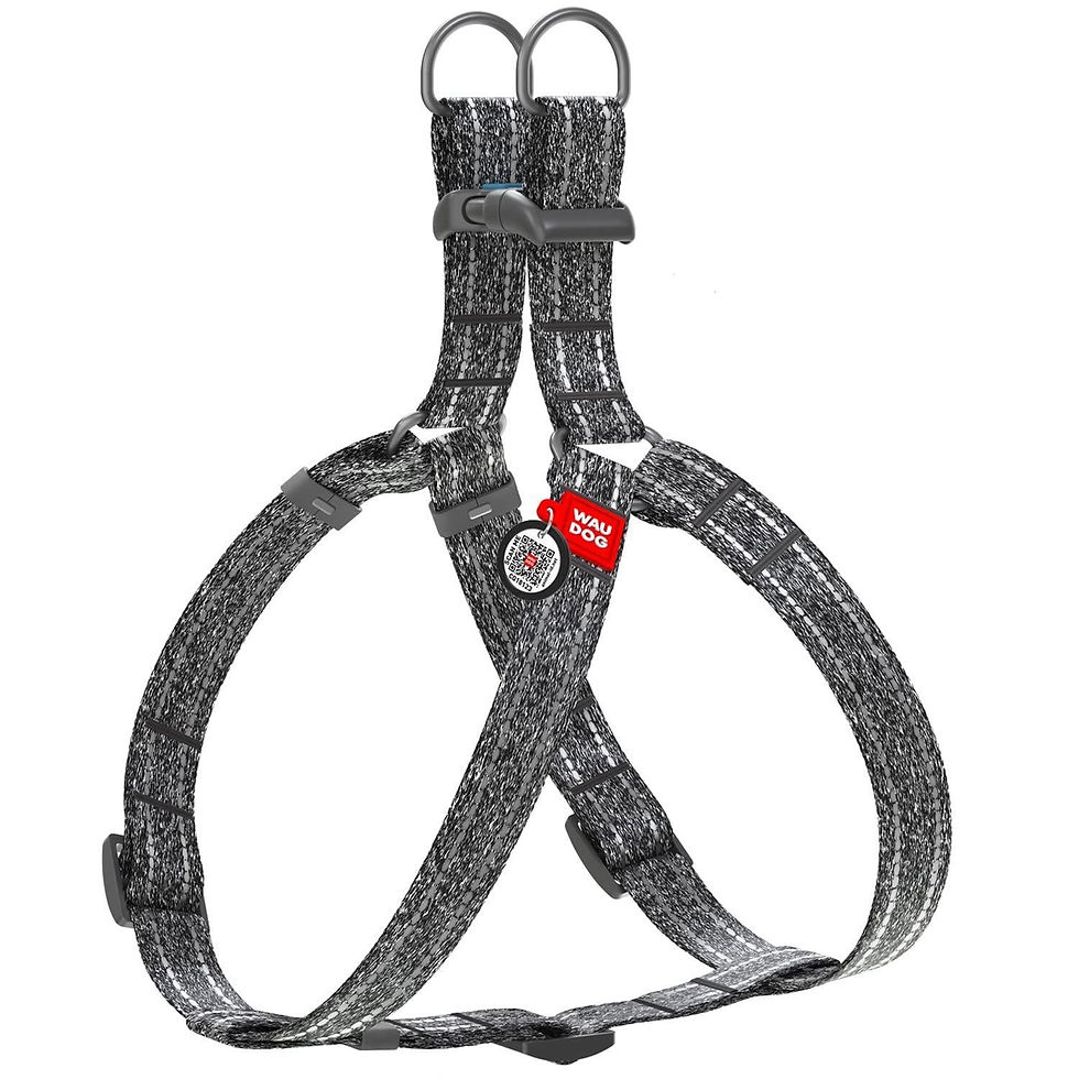 Miniature : Grey Cotton Dog Harness Soft Eco Friendly Adjustable for Large Dogs L Size
