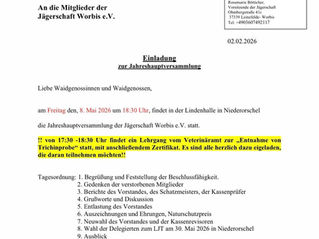 Einladung zur Jahreshauptversammlung 2026