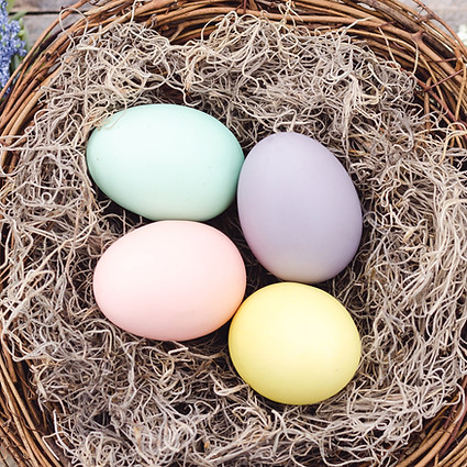Colorful Eggs in Basket