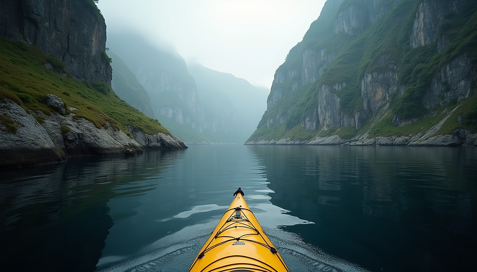 kayaking in Norwegian fjords