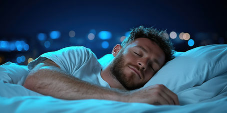 Homme qui dort dans son lit en ville