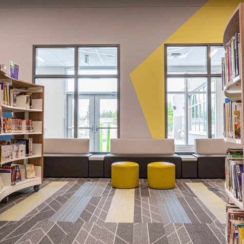 Entwistle Library Project - Mobile Curved Shelving and Soft Seating