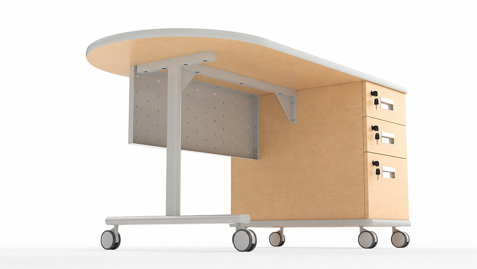 Thumbnail: ENERGI™ 30x60 Mobile Teacher Desk with Locking Drawers - Rounded Top