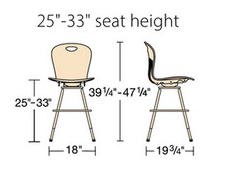 Thumbnail: Virco Swivel Stool - 25-33"H sizing