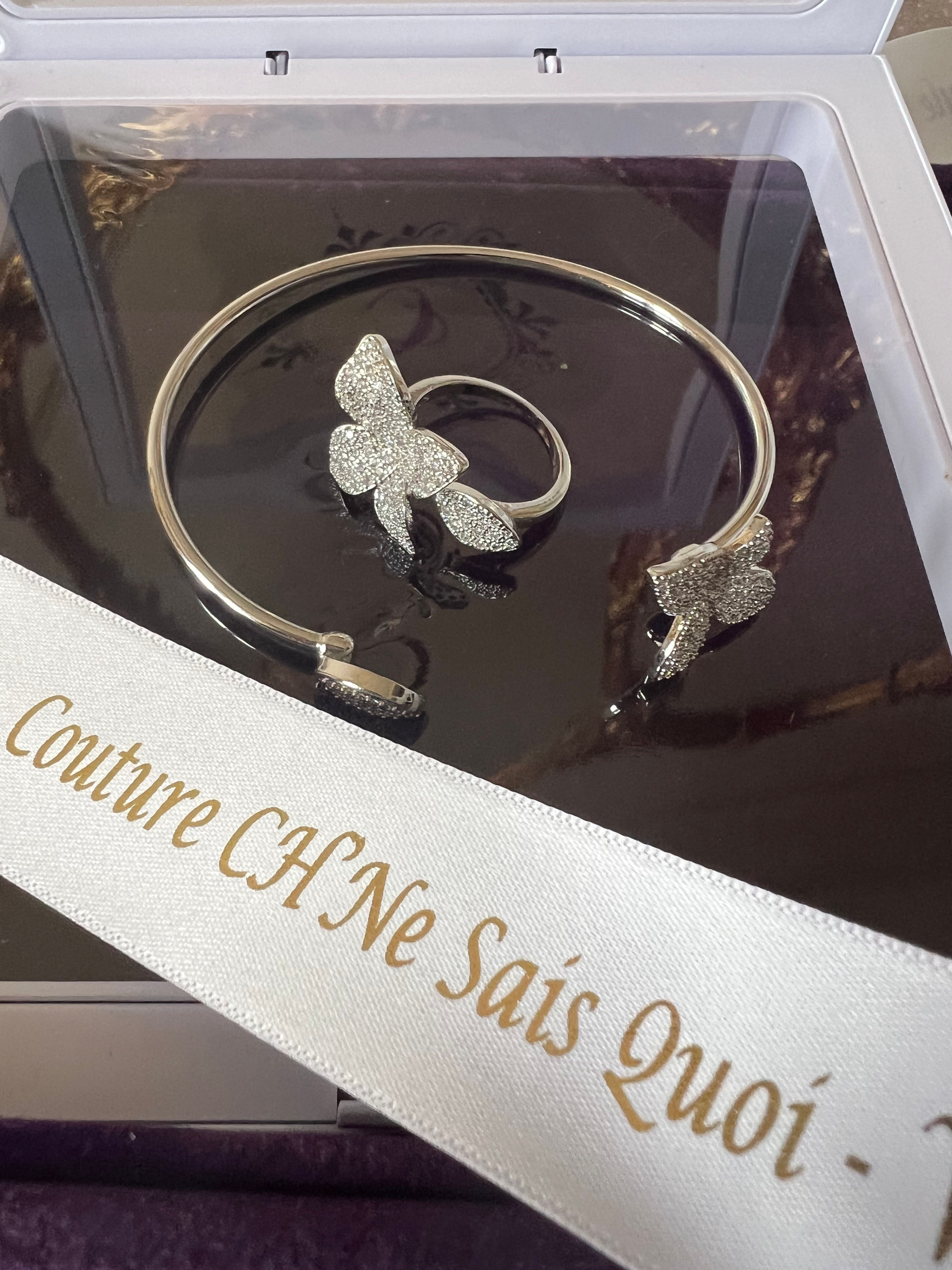 Sparkle - Crystal sterling silver  bracelet and ring set