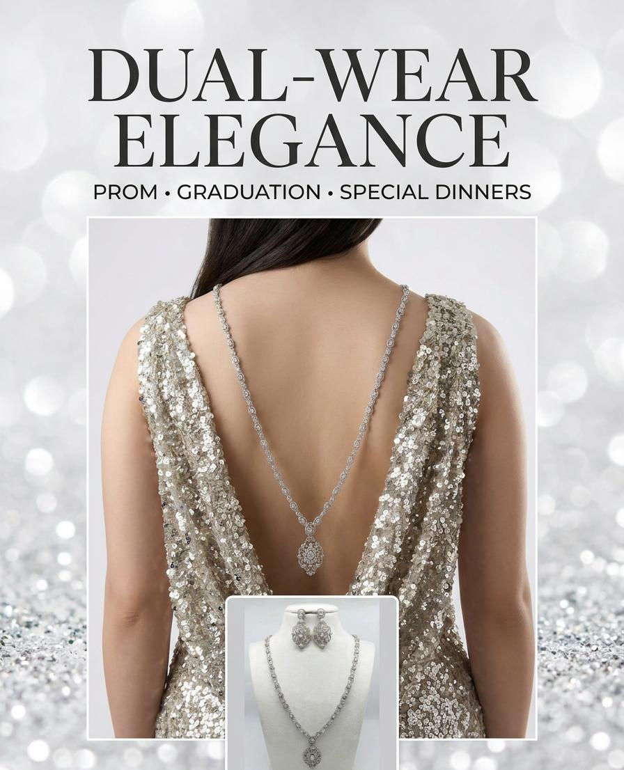 Close-up view of a versatile necklace set sparkling under soft light