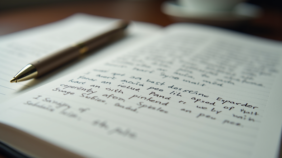 Close-up of a notebook with language notes and a pen