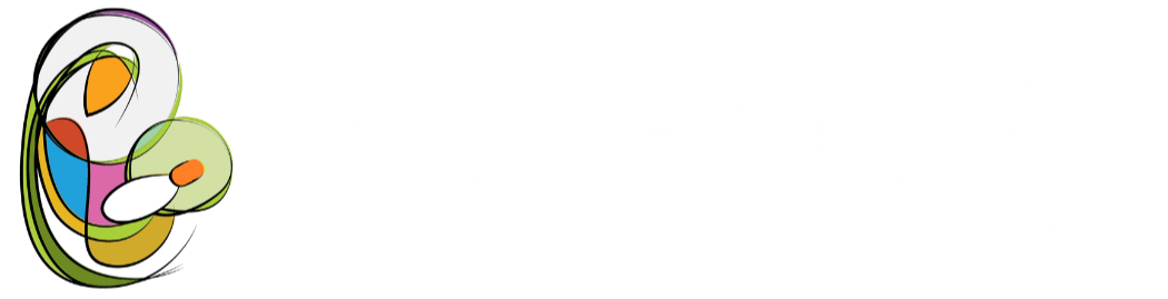 White text logo long