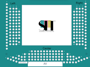The overhead map of the SLT theatre with row names and seat numbers.