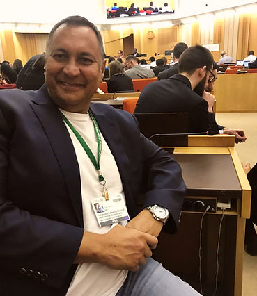 Torres Strait Islander male attending a United Nations meeting at the Convention on Biodiversity