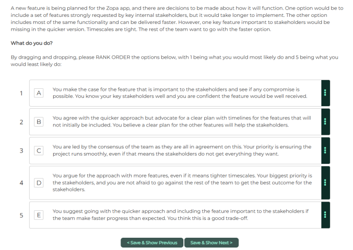 Zopa (UK) 2026 Situational Judgement Test