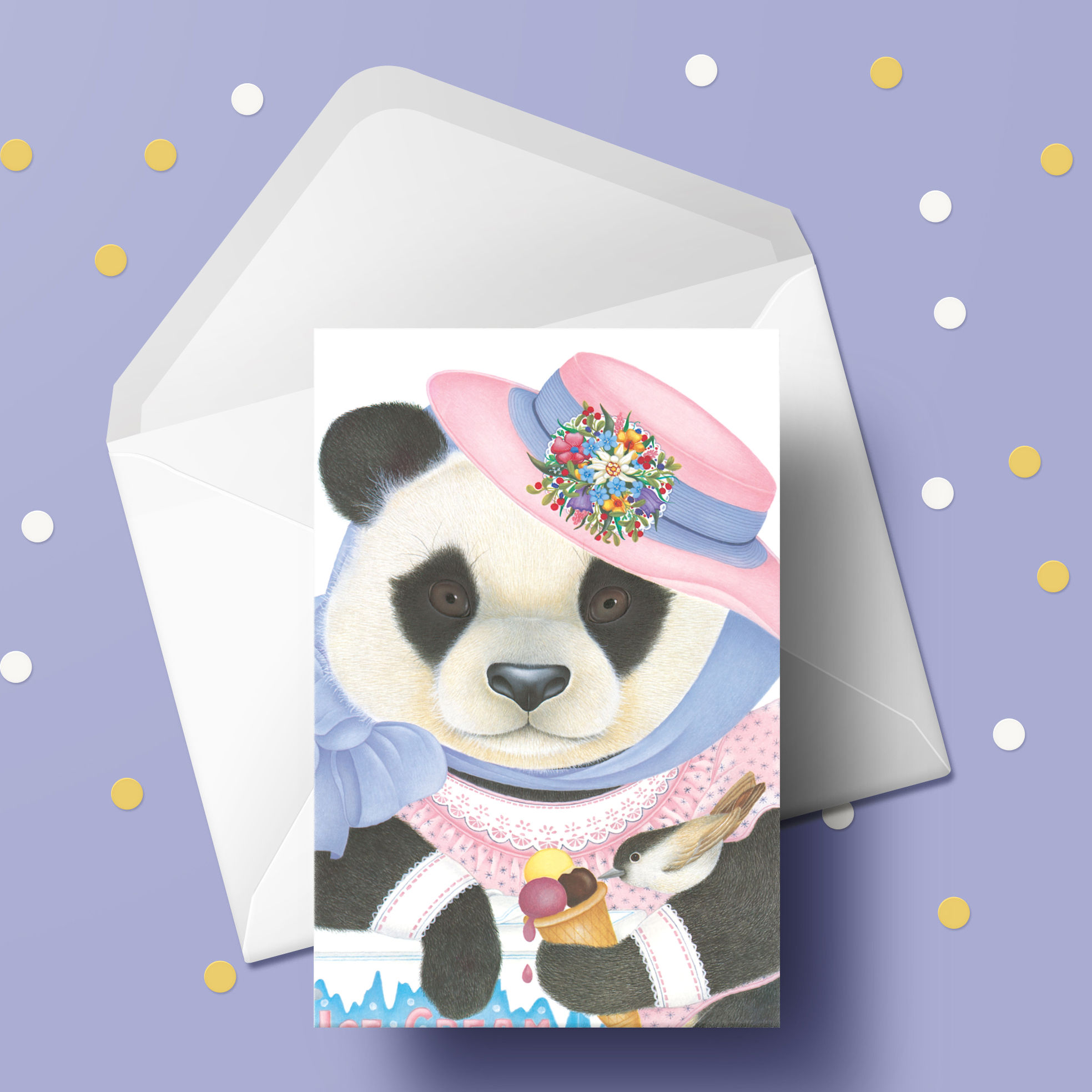 2 x Klappkarte "Eis-Panda" mit Umschlag von NELIA