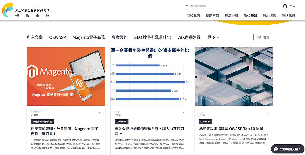 WIX部落格示意