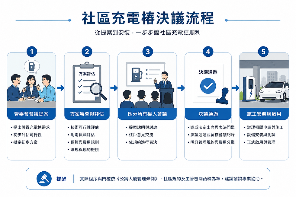 管委會充電樁決議與管理規約:程序、費用分攤一次看懂(2026)