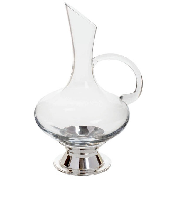 Crystal Decanter with Handle and Silver Plated Base 64 oz