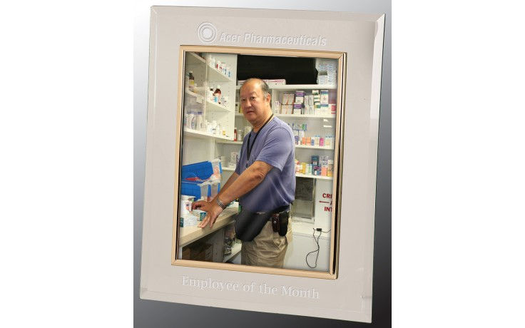 8 x 10 Glass Mirror Picture Frame, Gold Frame