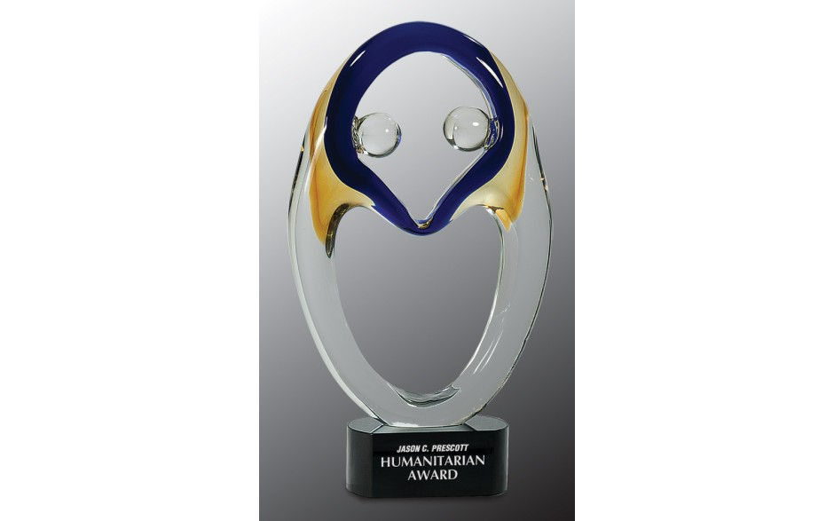 14" Together Art Glass on Black Base