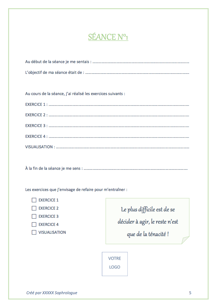 Fiches de suivi de séances