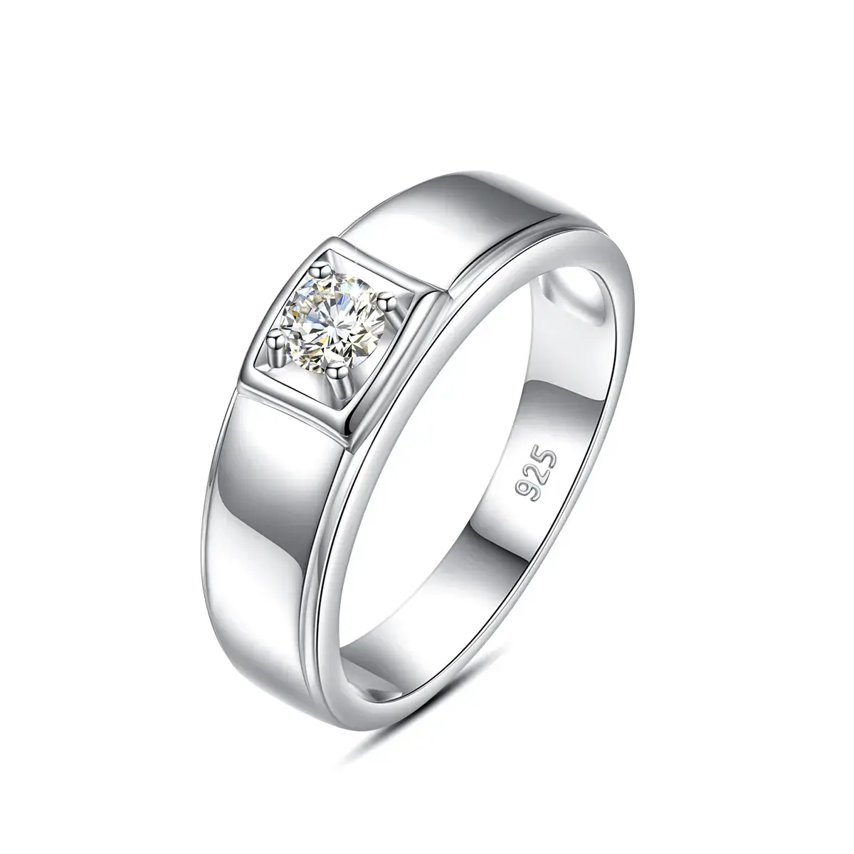 0.4ct 3mm Moissanite Ring 925 Silver Men’s Wedding Band