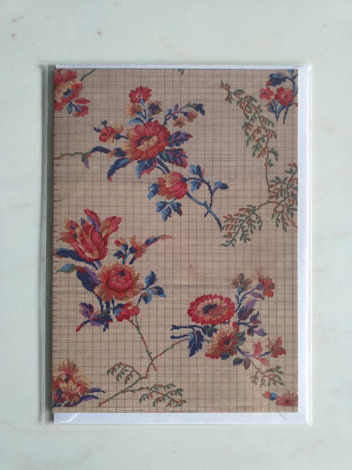Floral Colour Weave Grid Greeting Card