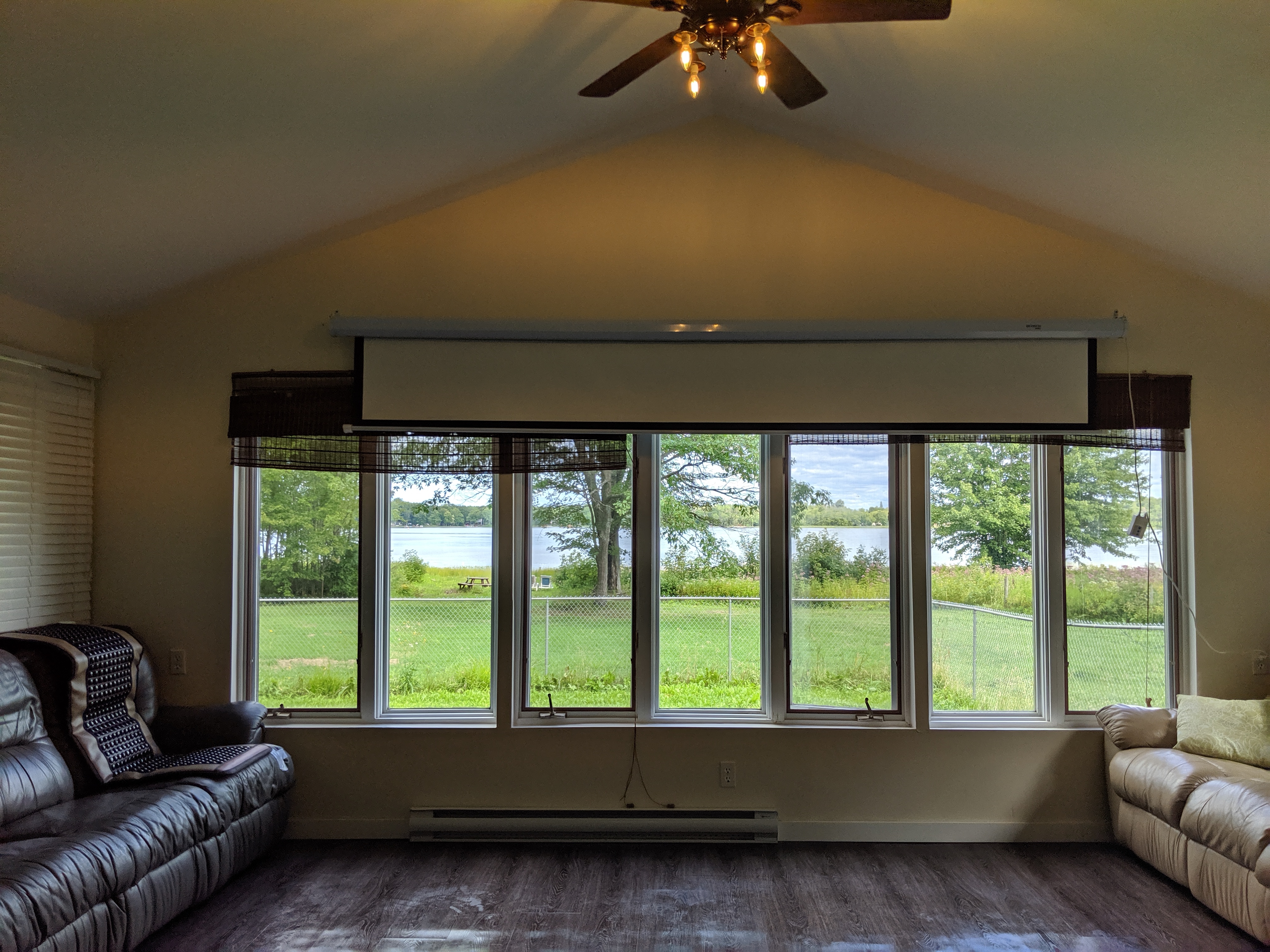 Living room with lake view