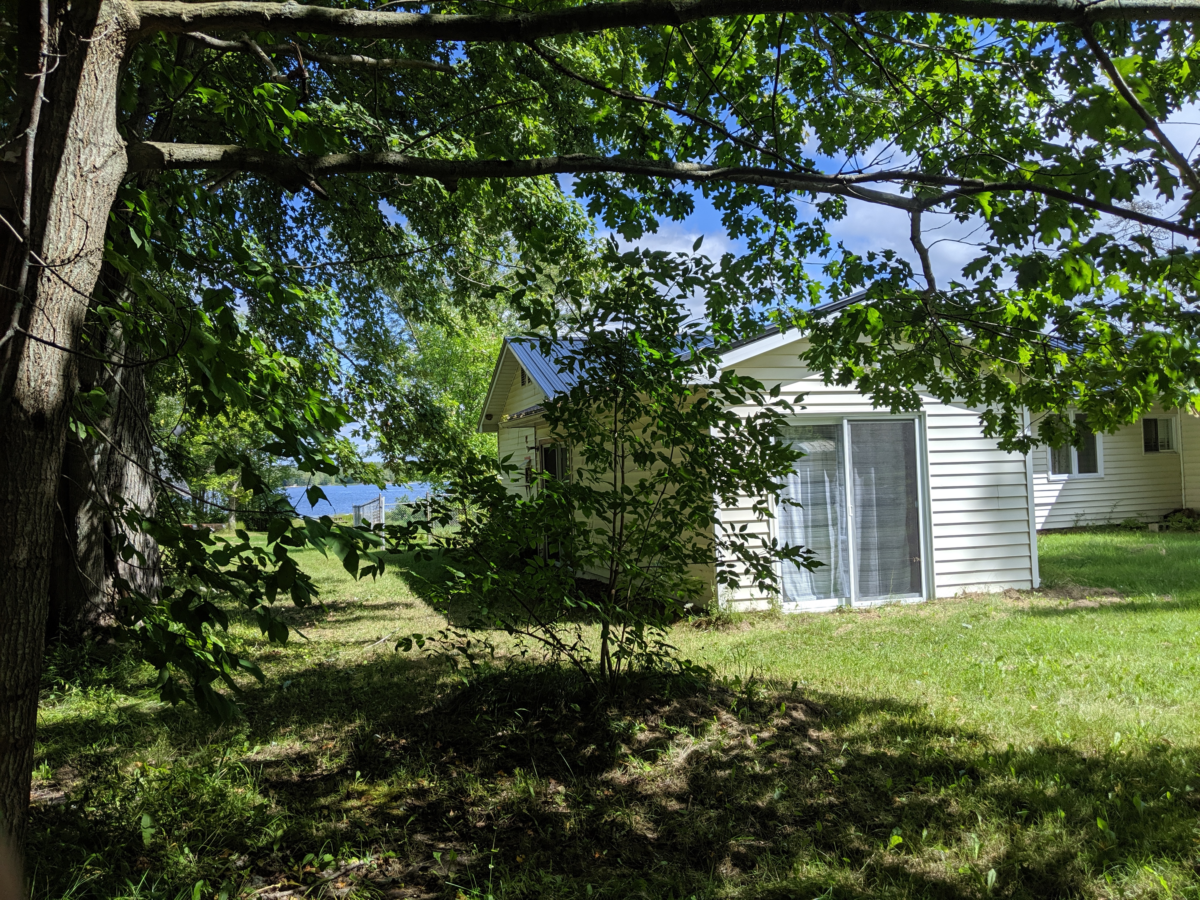 Facing the back of the cottage
