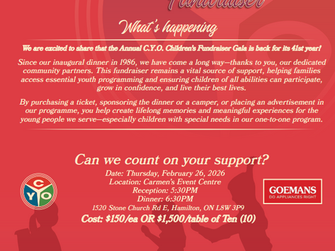 CYO 2026 - Fundraiser Dinner & Program Registration