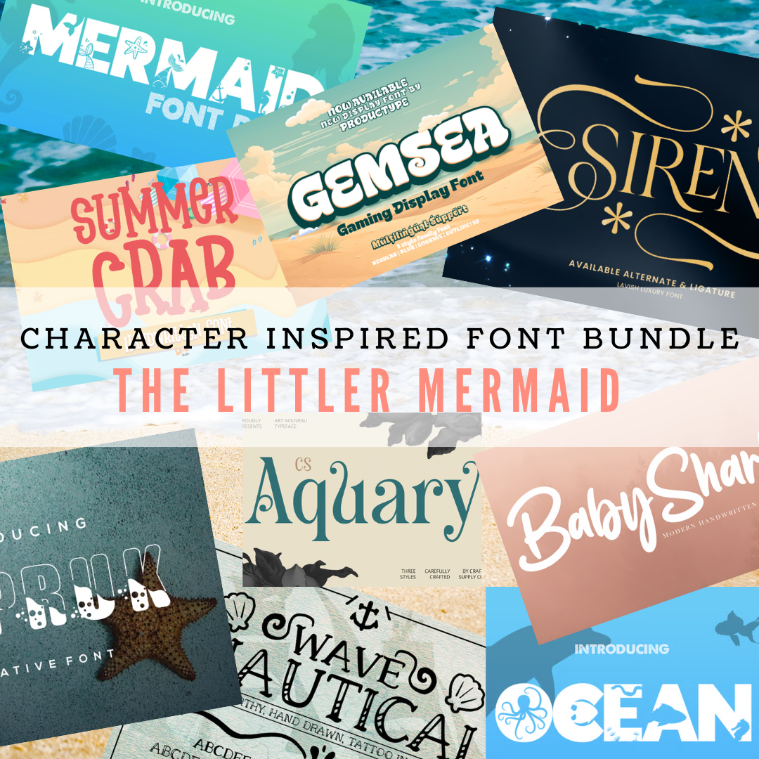 Ariel The Little Mermaid Inspired Font Bundle