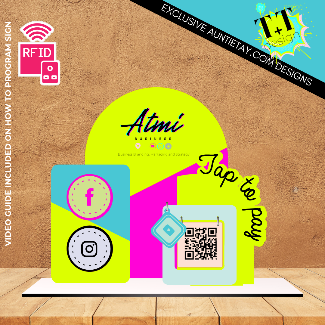 "Tap To Pay" Social Media Dangle QR Sign Acrylic Laser SVG Cut File Bundle, C#1