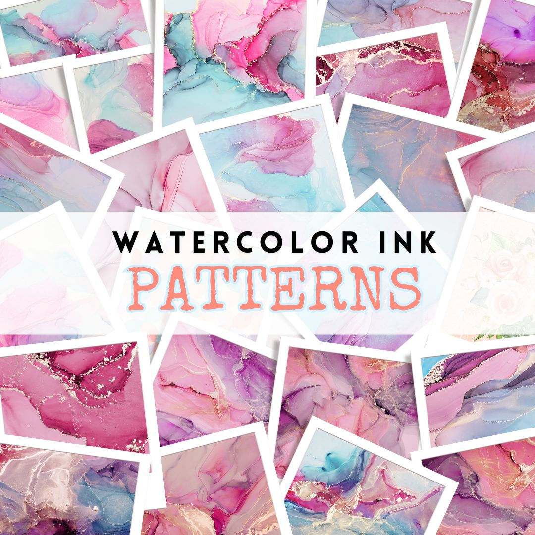 Watercolor Ink Seamless Pattern Bundle