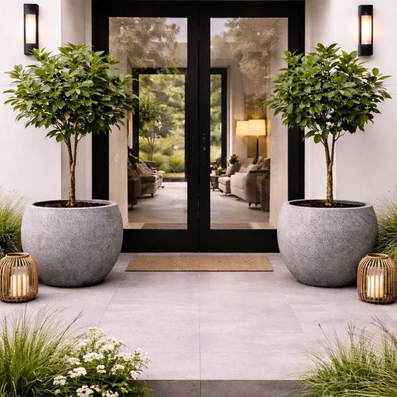 Orbello | Onyx Dusk – 70cm Extra Large Concrete Sphere Planter – 207L Round