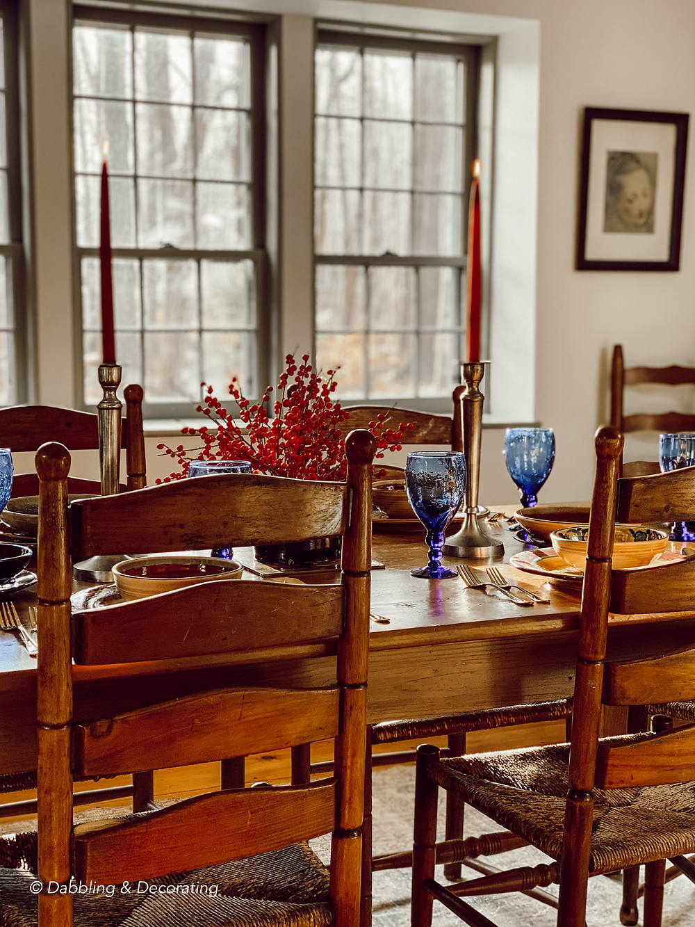 A Simple yet Imaginative Mixed Pottery Winter Table