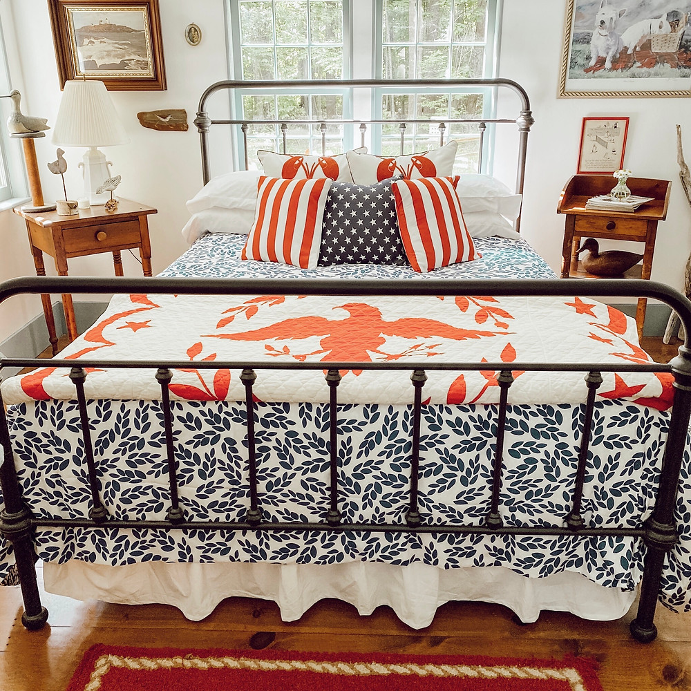 Decorating with Red, White, and Blue in the Guest Bedroom