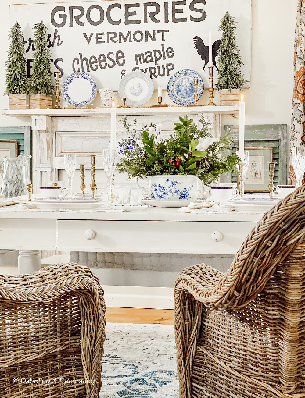 Collected blue and white antique tablesetting
