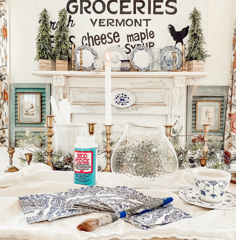 DIY a Cheap Vase into a Handsome Antique Treasure with Decoupage and Paper Napkins