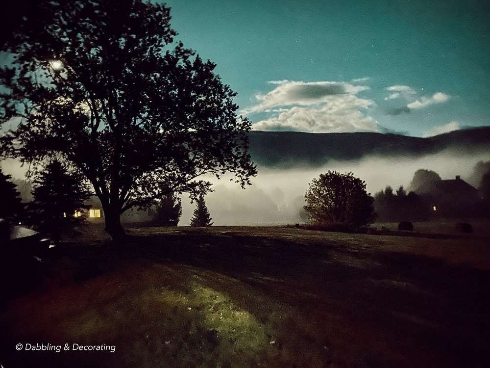 October Moon and Fog in Vermont