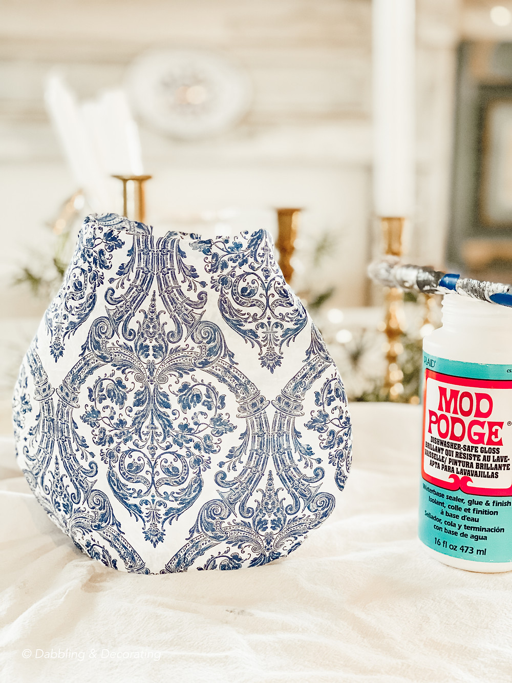 DIY a Cheap Vase into a Handsome Antique Treasure with Decoupage and Paper Napkins