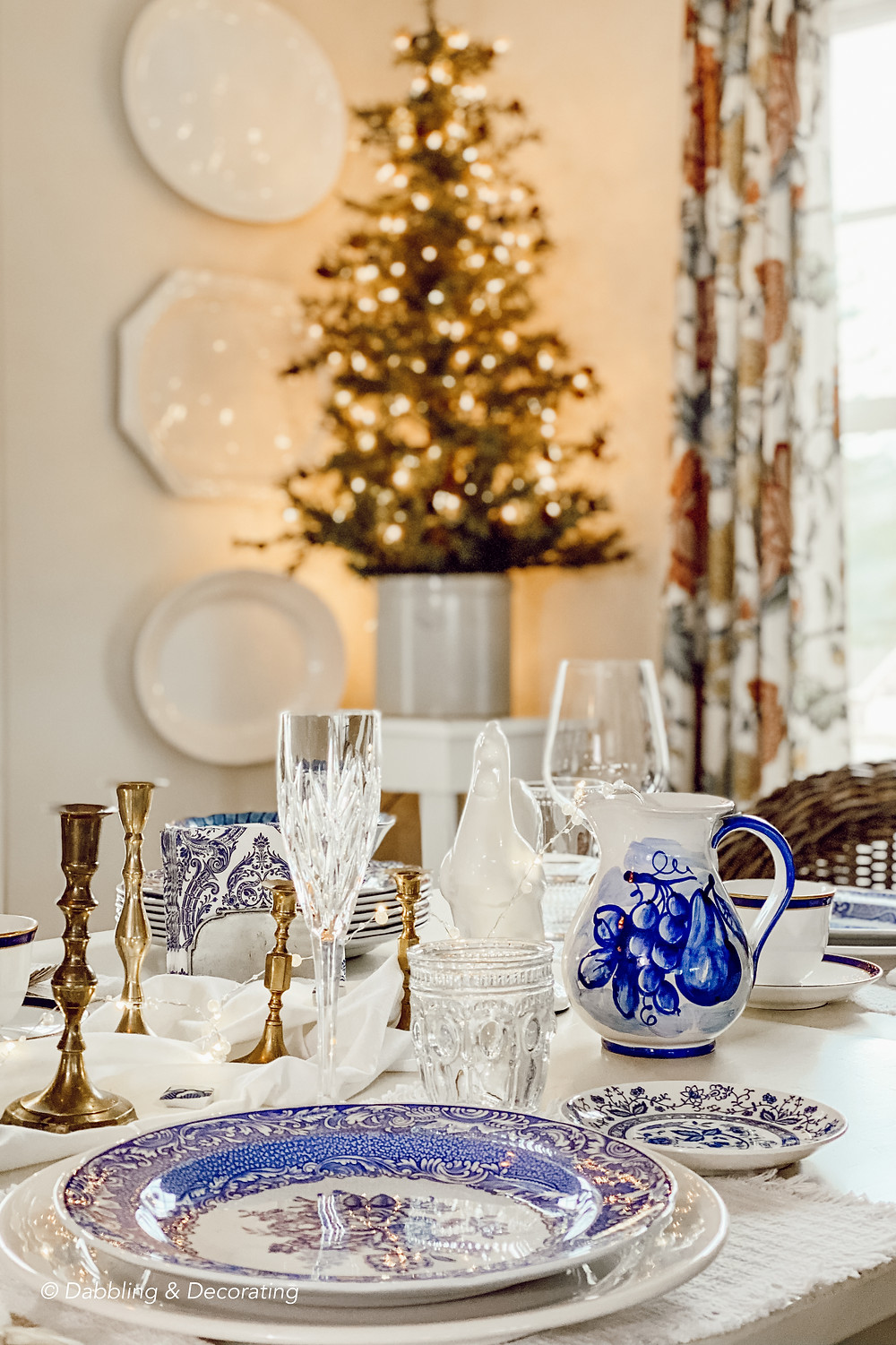Collected blue and white antique tablesetting