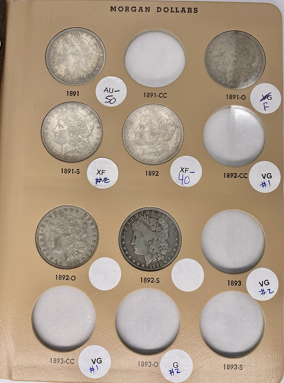 Thumbnail: 90% Silver Morgan Dollar Partial Set #5. Early/Late Dates