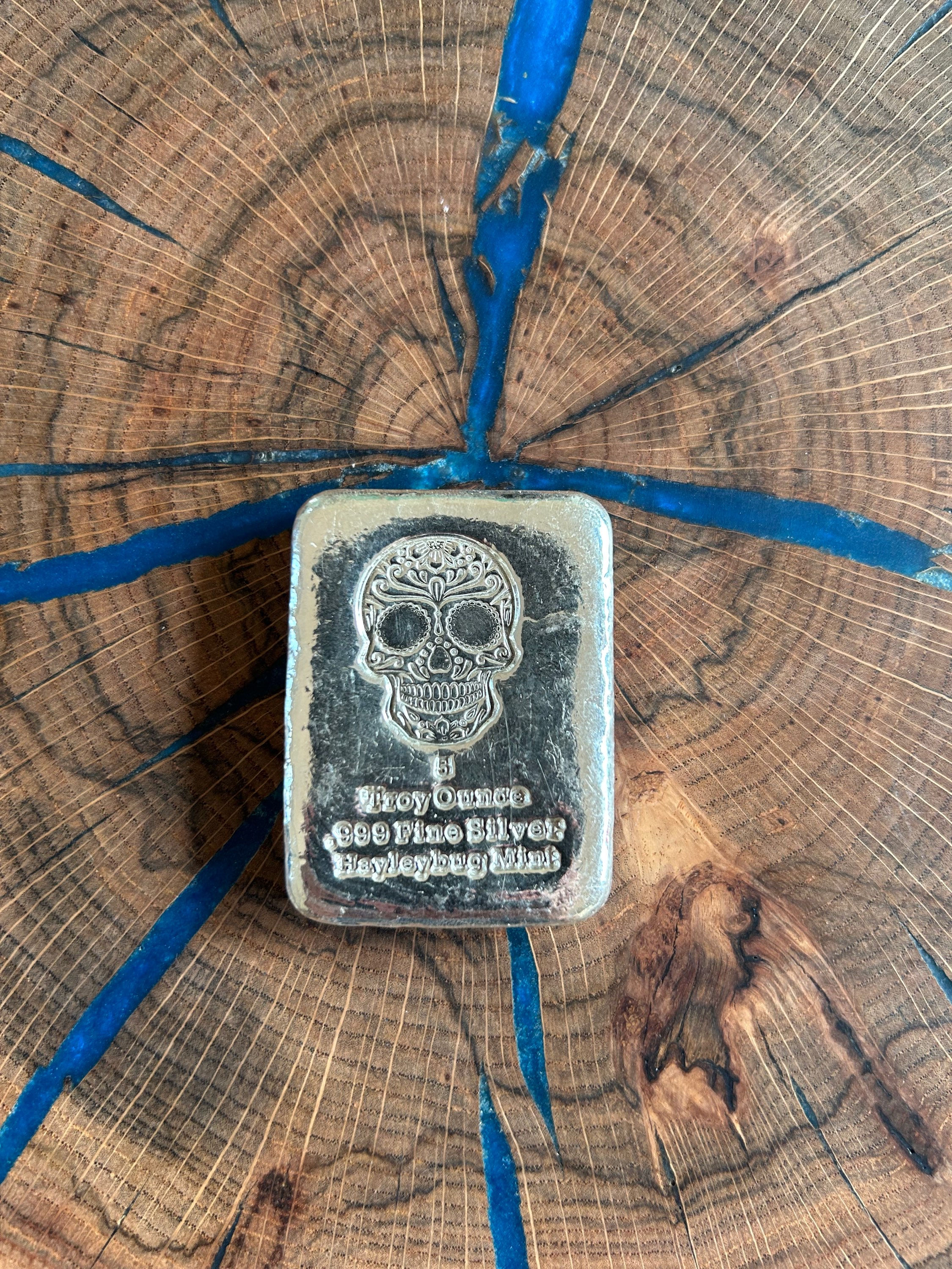 5-oz .999 Silver Hayleybug Old-Style Sugar Skull Bar