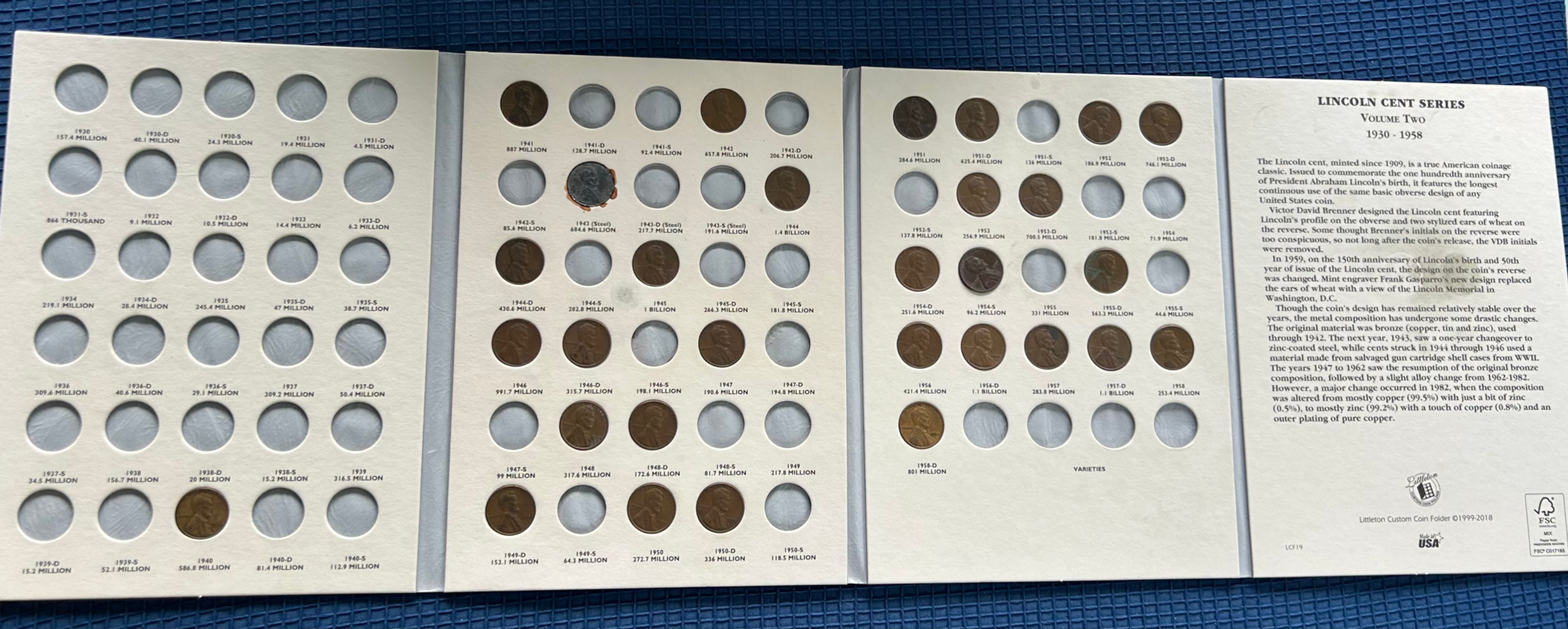 Lincoln Head Cent Partial Set