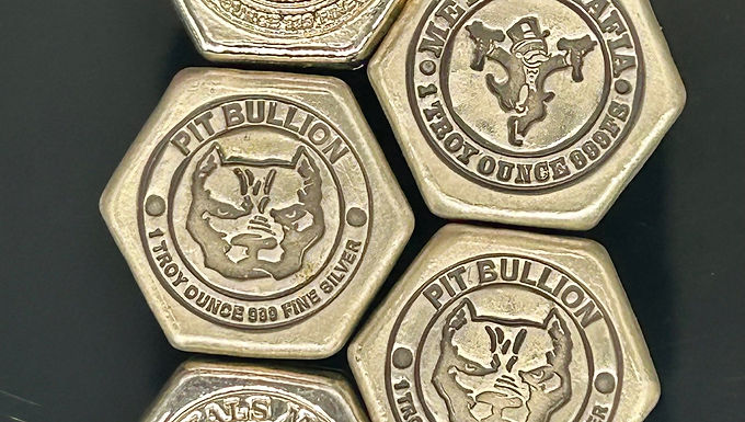 1-oz .999 Silver Pit Bullion Hexagonal Round