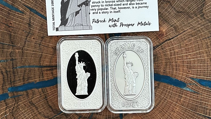 1-oz .999 Silver Prosper Metals  Statue of Liberty Antique Bar