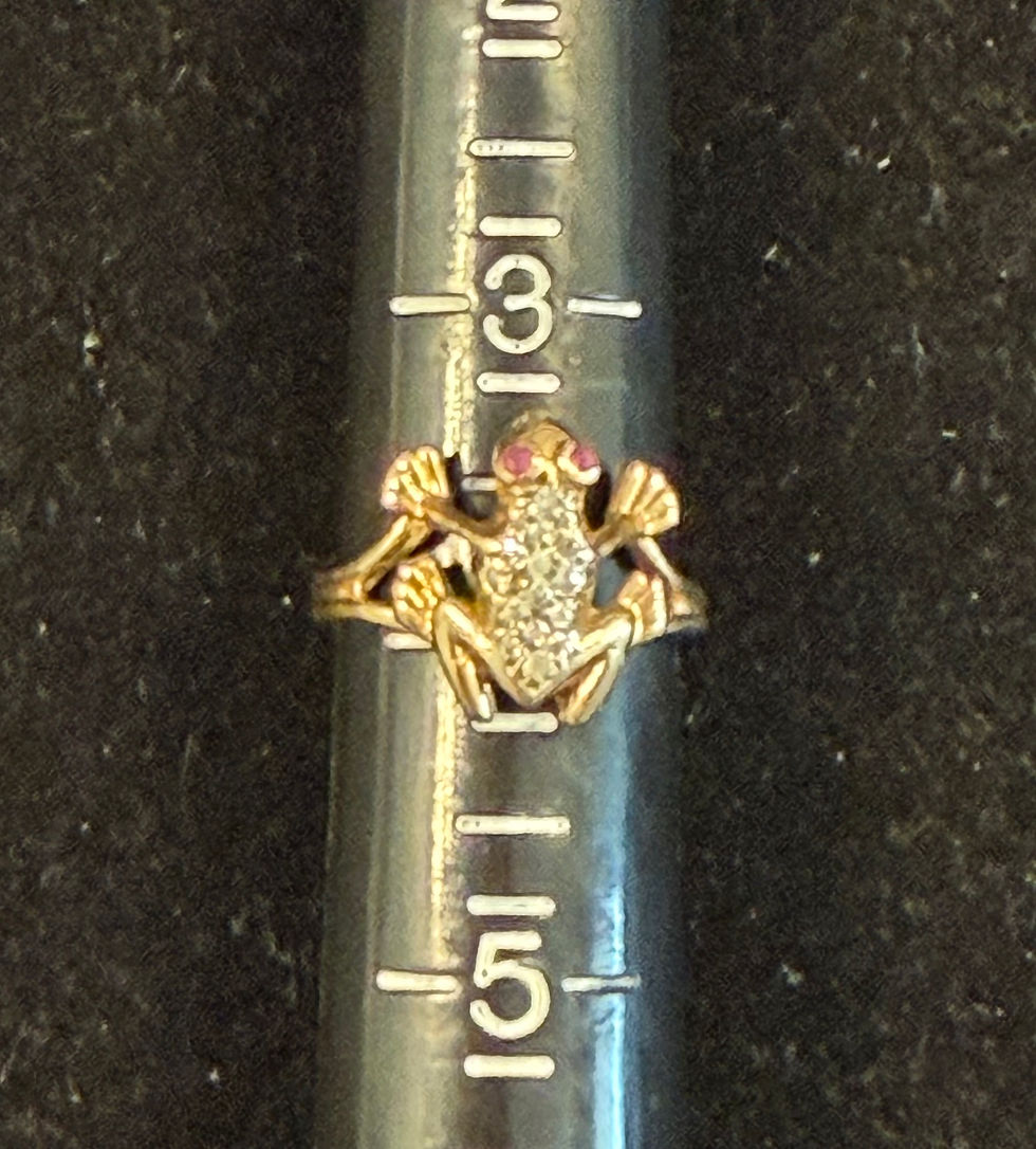 Thumbnail: 10K Gold Diamond Frog Ring, 2.76g, size 4