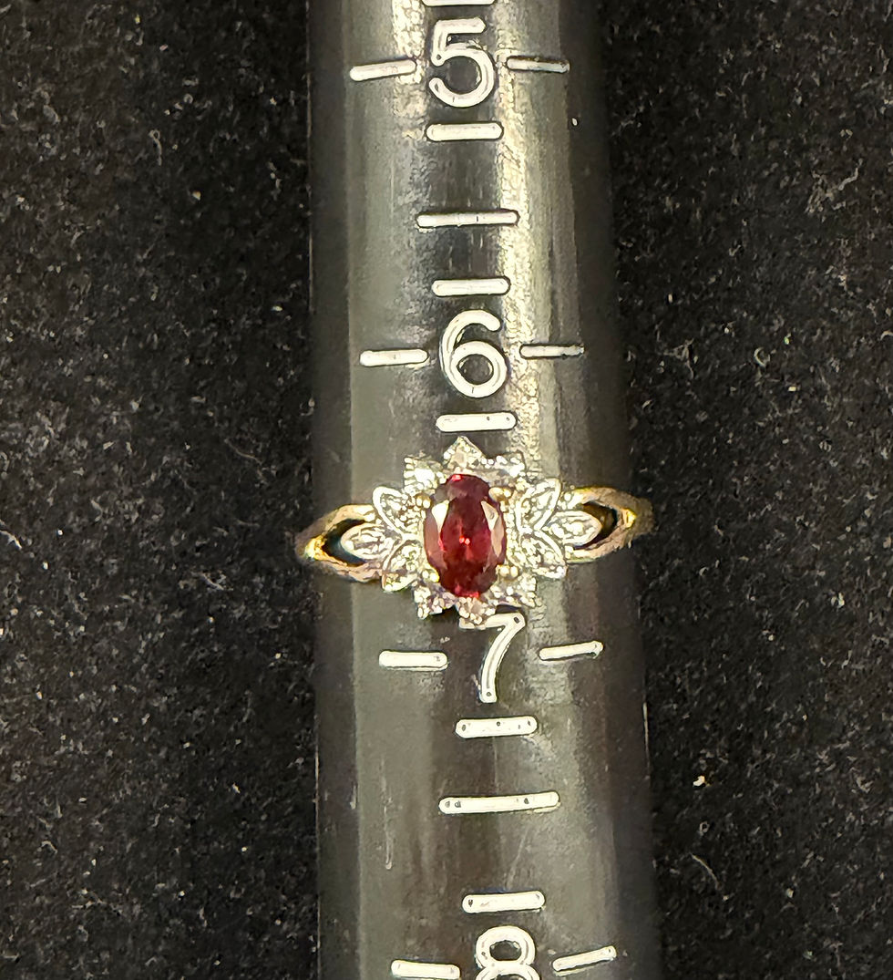 Thumbnail: 10K Gold Ruby & Diamond Ring, 1.55g, size 7